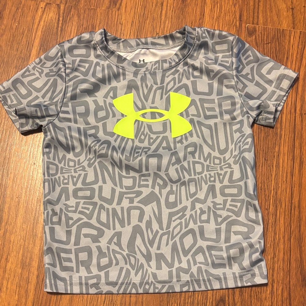 Under Armour Toddle Gray Tee with Neon Logo